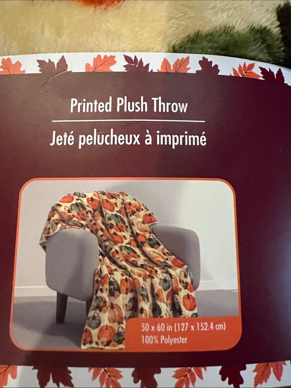 Fall/Holiday/Thanksgiving Plush Throw. Size 50x60 inch. Brand new